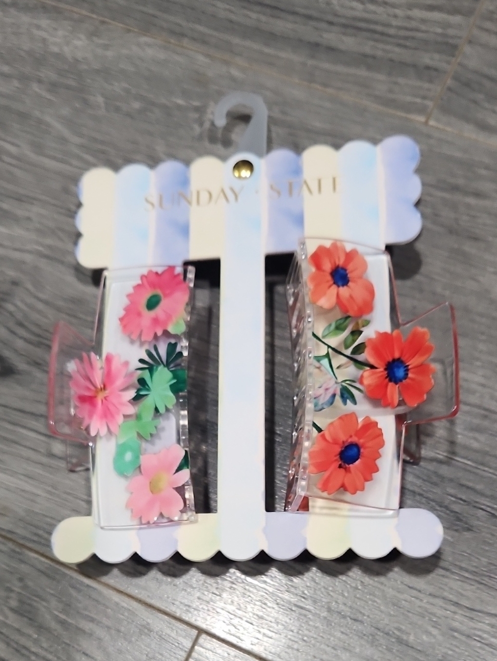 Floral Hair Clip Set Pink & Coral